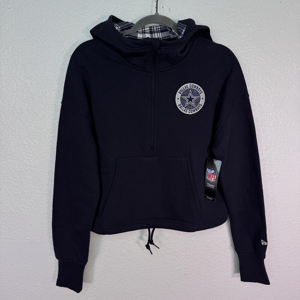 Dallas Cowboys Hoodie Womens Small Crop Sweatshirt 1/4 Zip NFL Football New Era